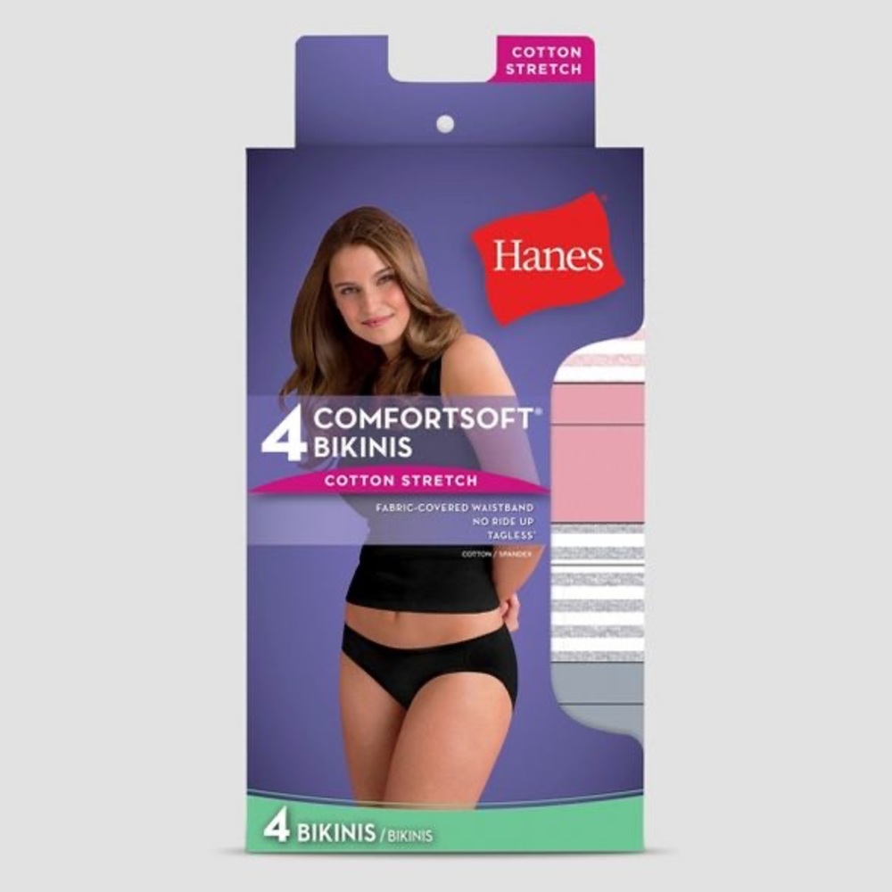Hanes Women's Cotton Stretch 4pk Bikini briefs
